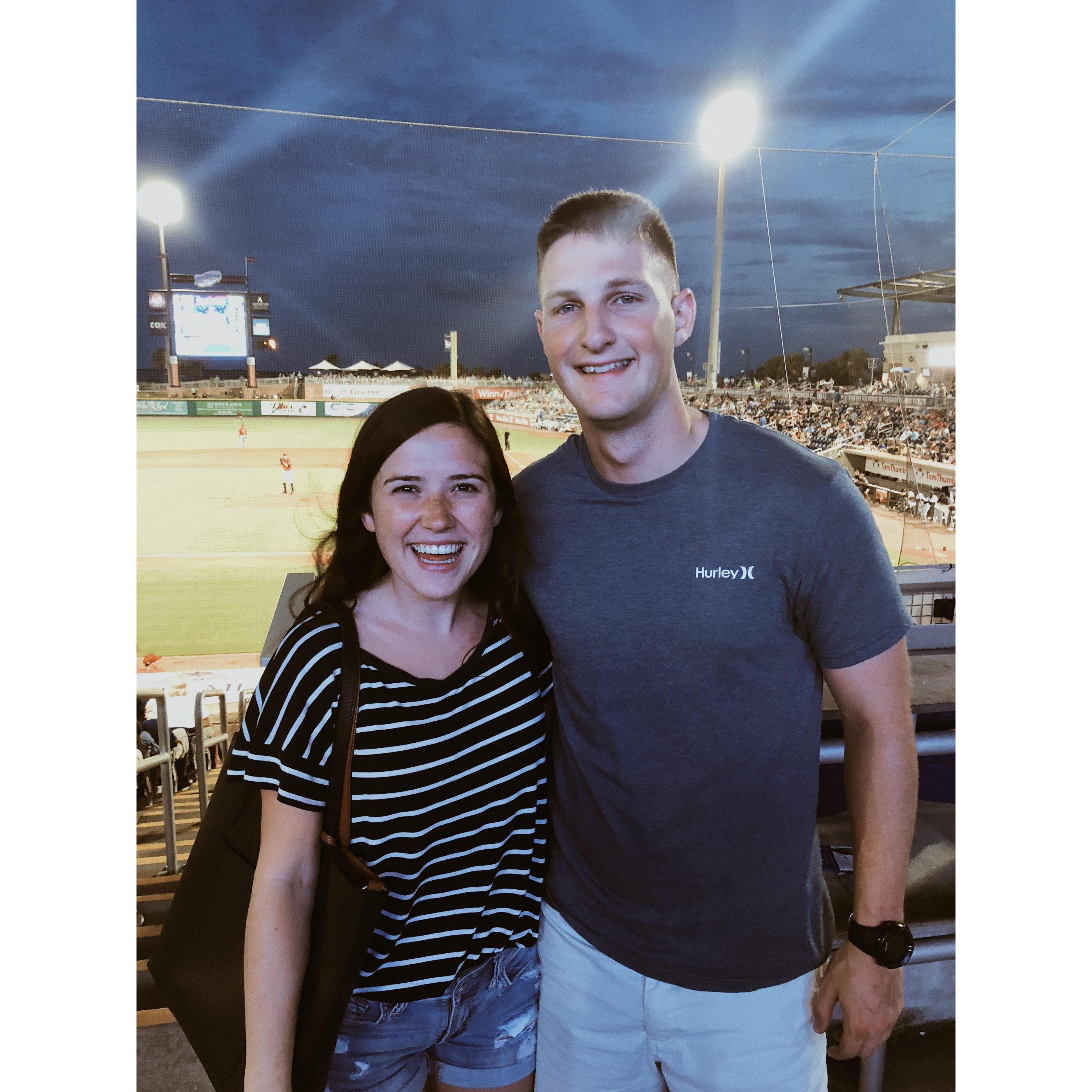 Baseball game in Pensacola after spending the day looking at engagement rings!