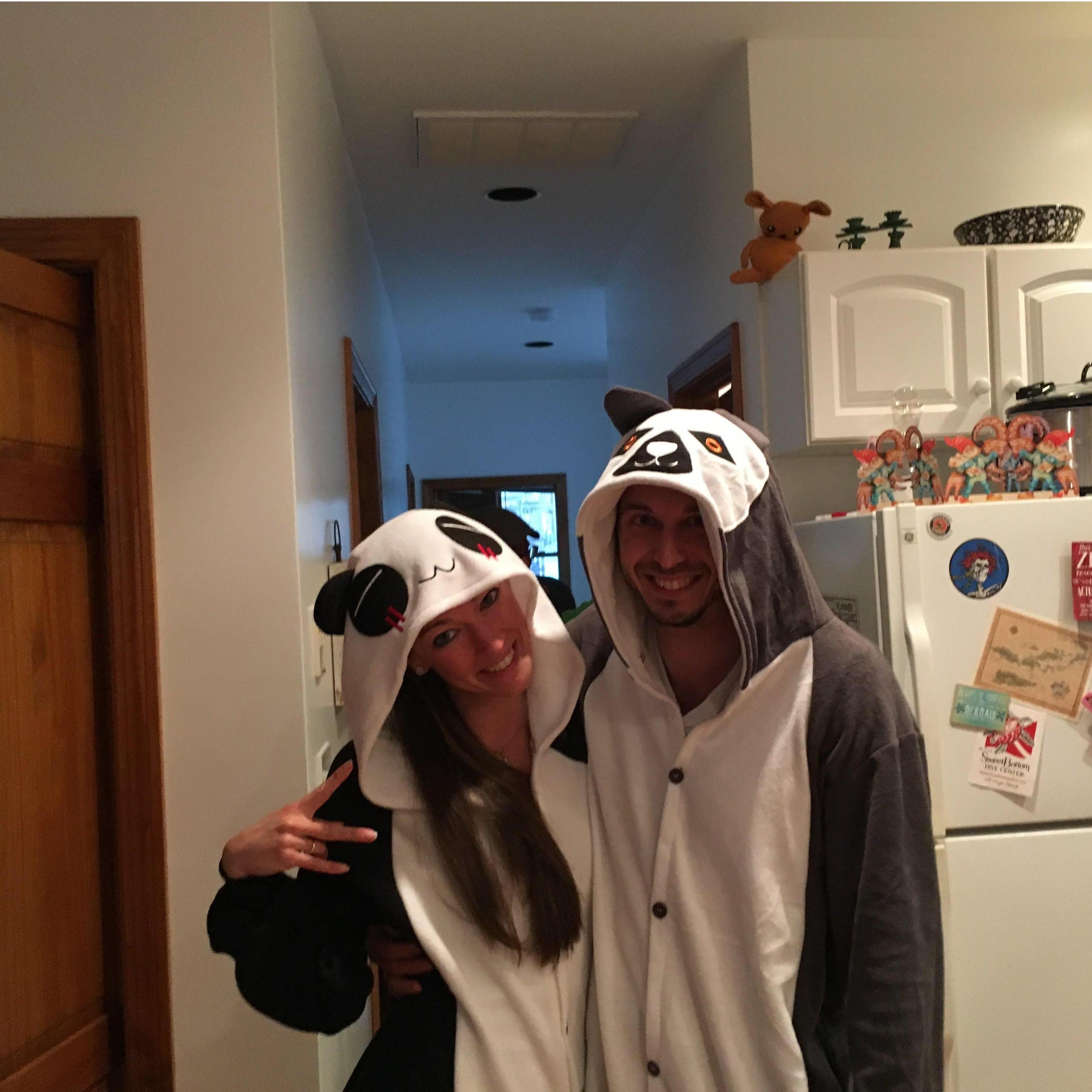 Panda and lemur - nothing like a good onesie party!