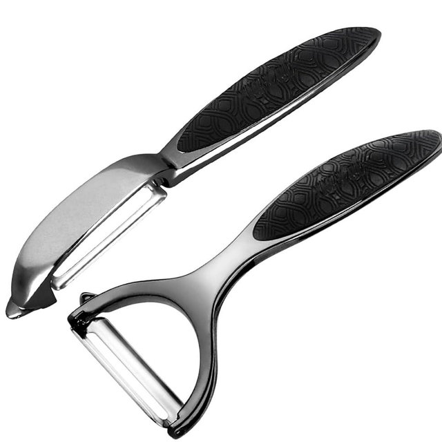 Vegetable Peeler, Potato Peelers for Kitchen Stainless Steel Multi-function Set Fruit Peeler For Kitchen and Household Tools Y & I Shape Swivel Blades for Fruit Vegetables(Black)