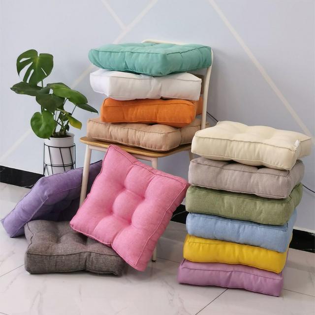 21 Colors Square Chair Cushion pads/16" 18" 20"Thick Cotton Linen Cushion chair pads tatami chair cushion for chairs/Terrace Dinning Cushion