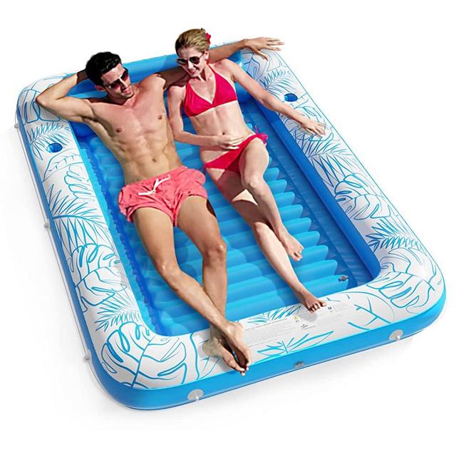 Inflatable Tanning Pool Lounger Float - Jasonwell 4 in 1 Sun Tan Tub Sunbathing Pool Lounge Raft Floatie Toys Water Filled Tanning Bed Mat Pad for Adult Blow Up Kiddie Pool Kids Ball Pit Pool
