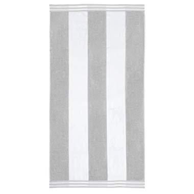 Superior Luxurious 100% Cotton Beach Towels, Oversized 34" x 64", Soft Velour Cotton and Absorbent Cotton Terry, Thick and Plush Striped Beach Towels - Light Grey Cabana Stripes