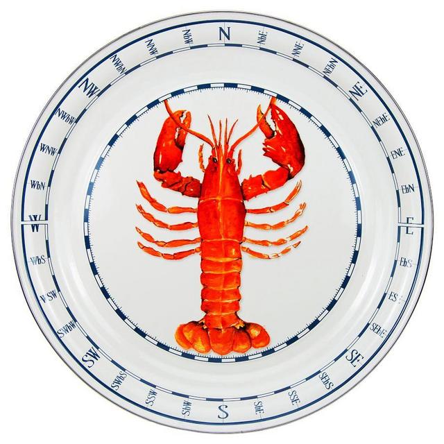 Lobster Enamel Large Round Serving Platter