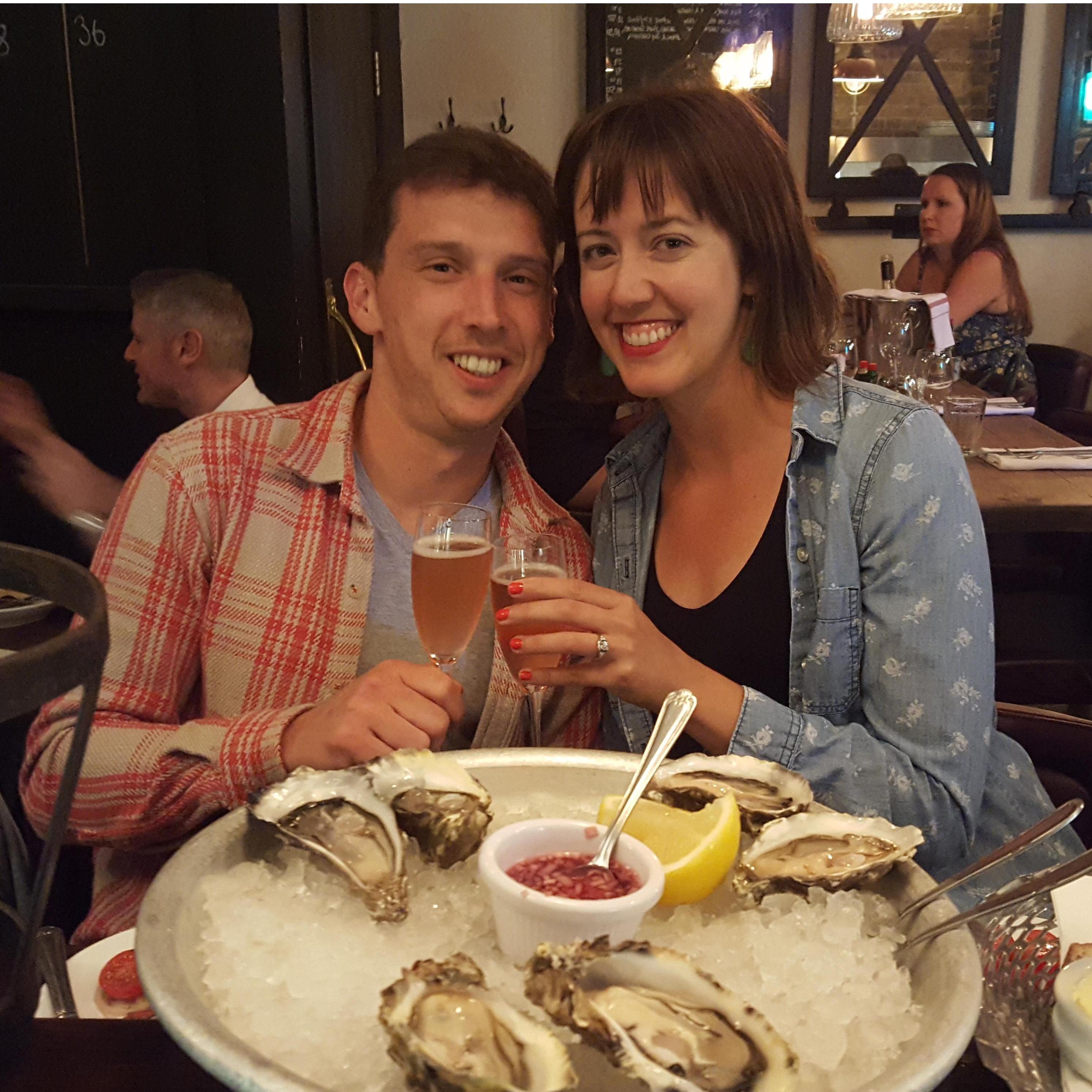 Our first dinner out in London as a newly-engaged couple
