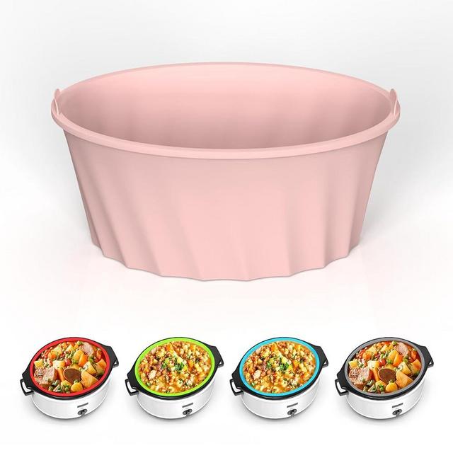 Slow Cooker Liners,6 Quart Slow Cooker Liner,Reusable Silicone Slow Cooker Liner,Silicone Liners Fit for Crock Pot Liners,Cooking Accessories for Oval Crockpots,Dishwasher Safe BPA Free (Pink)