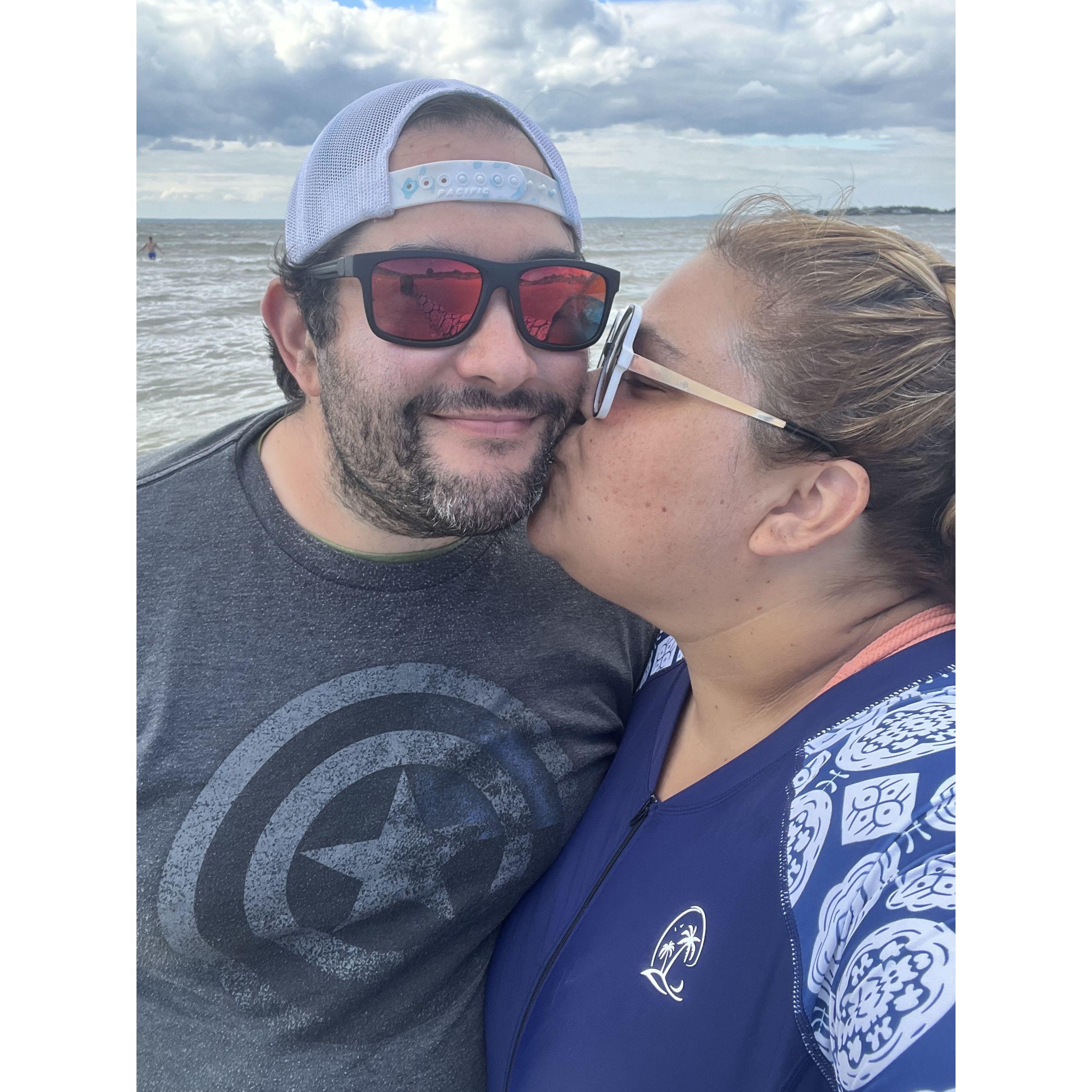 Out on the water enjoying the beach.