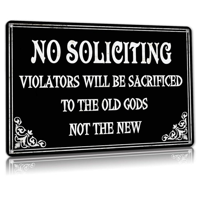 ALREAR No Soliciting Sign For House Halloween Decor Funny Gothic Home Decor Goth Kitchen Decor Witchy Gifts Cool Bedroom 12x8 Inch