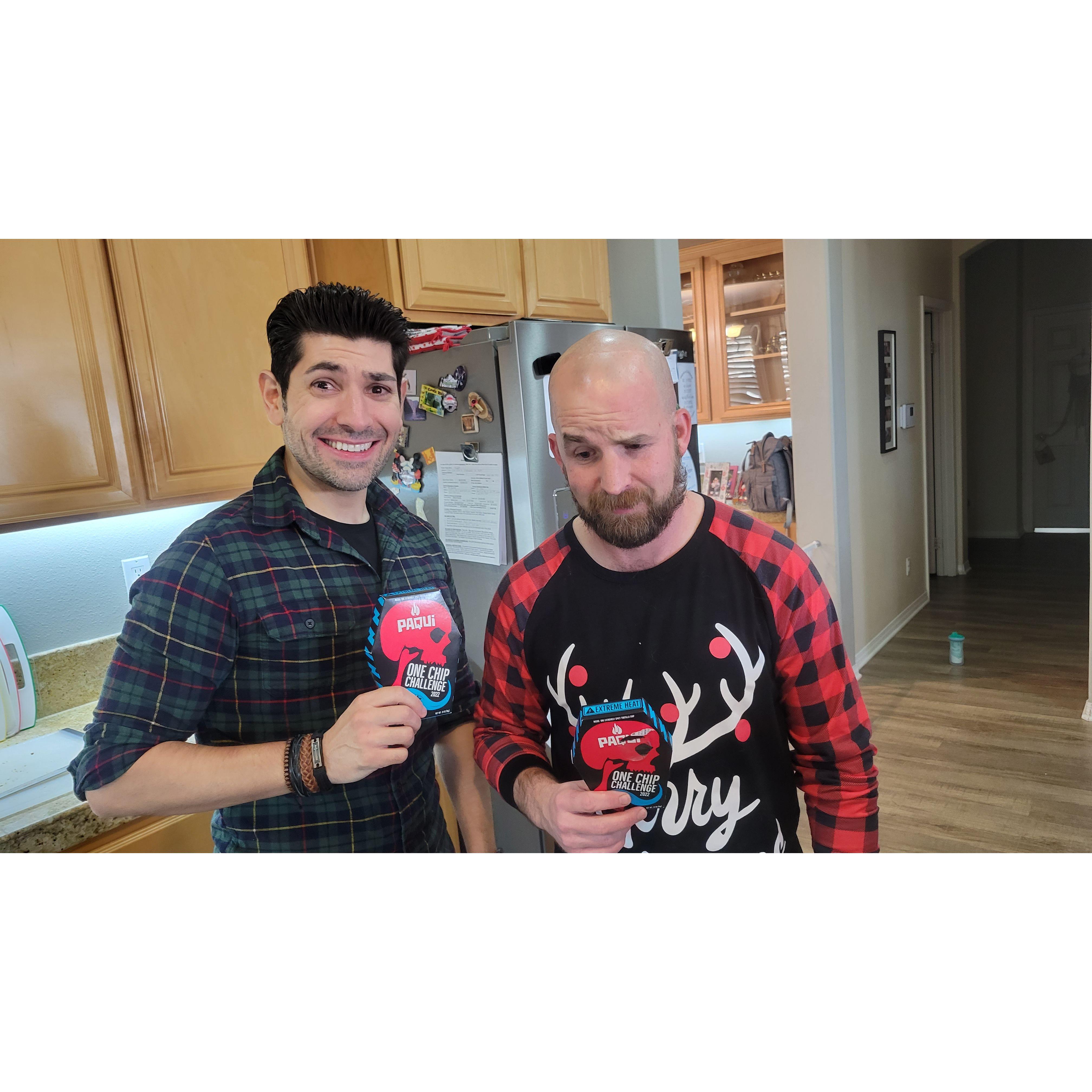 Brother in law bonding over the One Chip Challenge - Palmdale, CA