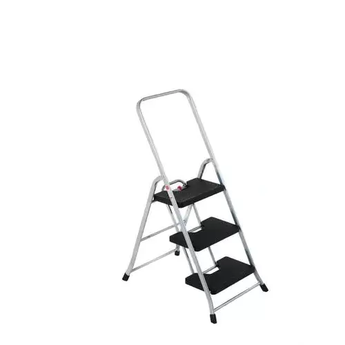 GPL 3-Step 250 lbs. Capacity Silver Steel Foldable Step Stool