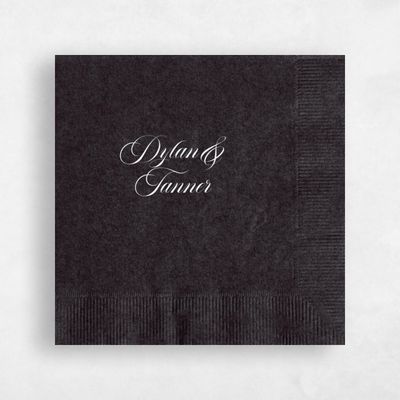 Black Wedding Napkin - Formal Script