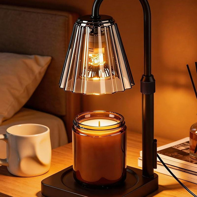 Candle Warmer Lamp with Timer & Dimmer, Birthday Gifts for Women Mothers Day, Height Adjustable Shatterproof Electric Wax Melt Warmer for Jar Candles, Modern Candle Lamp for Home Decor, With 2 Bulbs