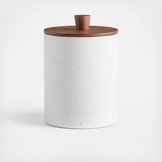 Asta Speckled Ceramic Canister with Wood Lid
