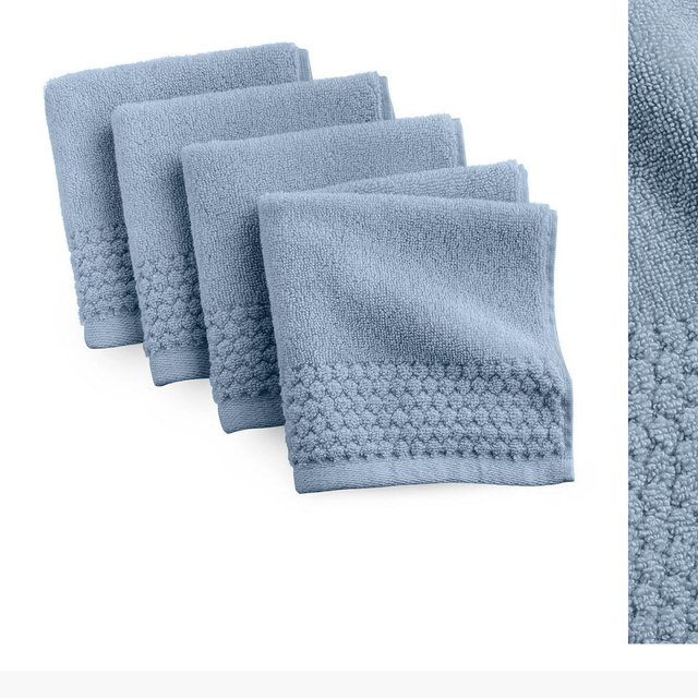 Macy's: The Bath House Spa 100% Cotton 4-Pack Washcloth Set, 13" x 13" - Medium Blue, Washcloth Set