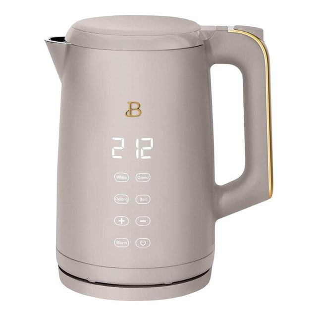 Beautiful Electric Kettle by Drew Barrymore - 1.7L, 1500W, One-Touch Activation, Programmable Temperature Control, Stainless Steel Interior, Keep Warm Function (Porcini Taupe)