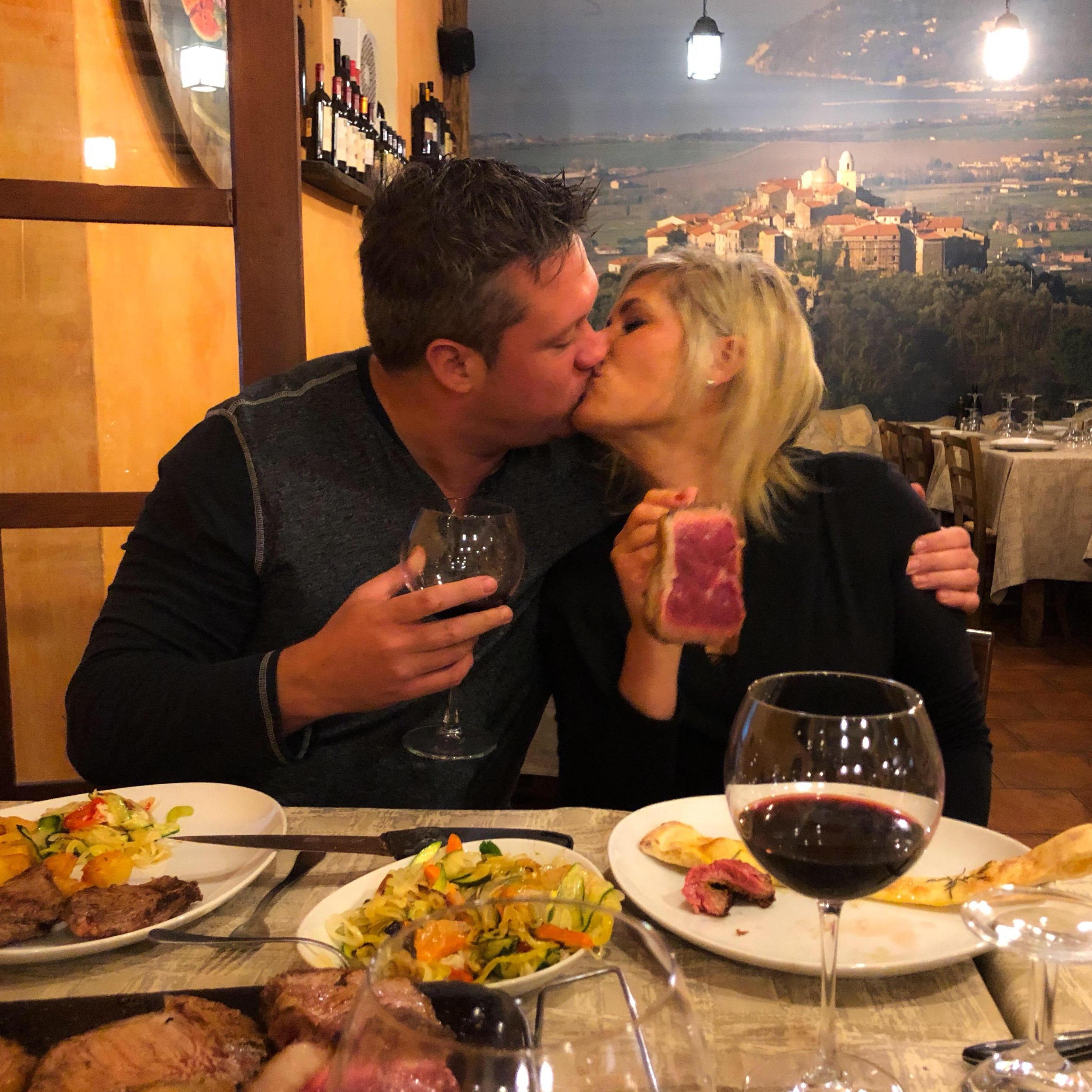 October 2018 - Enjoying TOP meat and wine in Lerici, Italy.