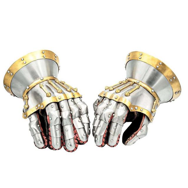 Lord of Battles Medieval Steel Hourglass Gauntlets 14th Century Armor Gloves for LARP, Reenactments - Authentic Handcrafted Knight Protection - 16 Gauge
