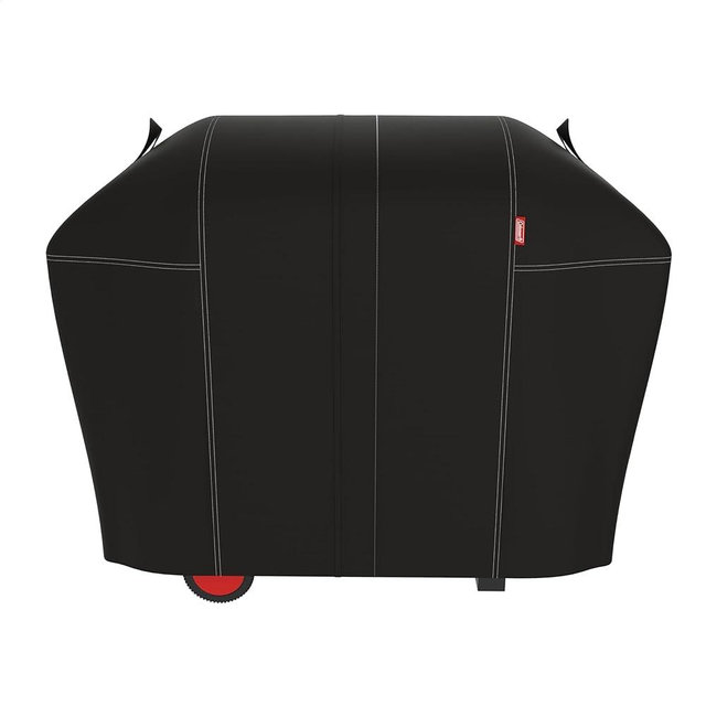 Coleman Cookout Heavy-Duty Cover for 3 and 4-Burner BBQ Grills, Expandable, Weather-Resistant, and Durable Polyester Gas Grill Cover with Ventilation and Hook and Loop Closure Straps in Black