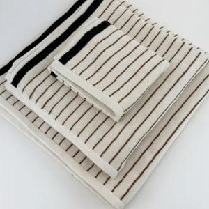 Melika Turkish Cotton Striped Terry Hand Towel - Terracotta Stripe