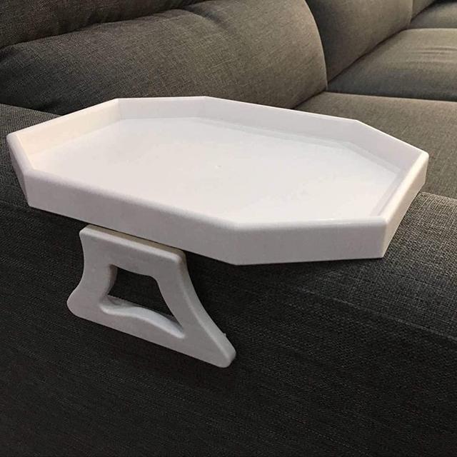 Sofa Arm Clip Table, Armrest Tray Table, Drinks/Remote Control/Snacks Holder (WHITE)