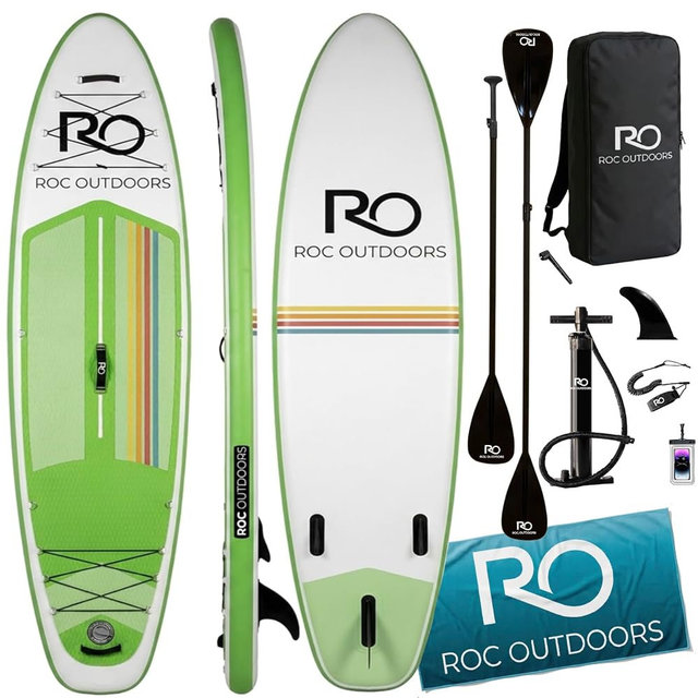 Roc Inflatable Stand Up Paddle Board 10' 6" with Premium SUP Paddle Board Accessories, Wide Stable Design, Non-Slip Comfort Deck for Youth & Adults