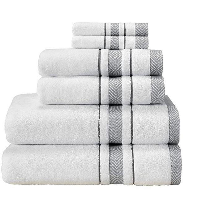 AROW9 - 6 Piece Plush Luxury Bath Towel Set for Bathroom & Spa - Absorbent & Soft Gift Towels 100% Turkish Cotton - Premium, Hotel Quality Terry Guest Towels Sets - 'Dove's Comfort' Design - White