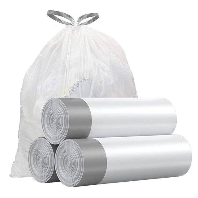 Small Trash Bags 4 Gallon - Drawstring 4 Gallon Trash Bag, Individual Unscented Small Garbage Bags, White 4 Gal Trash Can Liners Bathroom Trash Bags, 57 Count