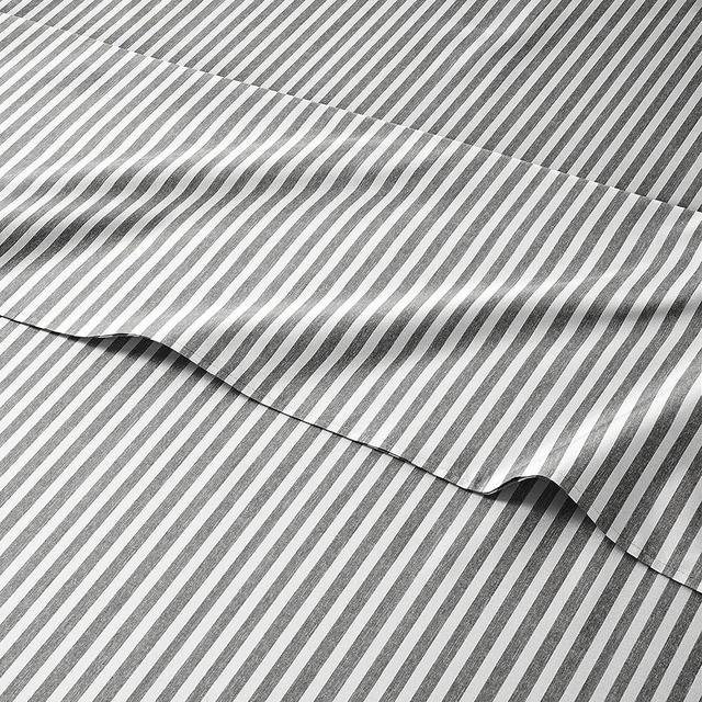 Striped Bed Sheets - Pin Striped Sheets - Grey and White Sheets - Grey and White Striped Sheets - Queen Striped Sheets - Hotel Luxury Bed Sheets - Deep Pockets - Breathable & Cooling Sheets