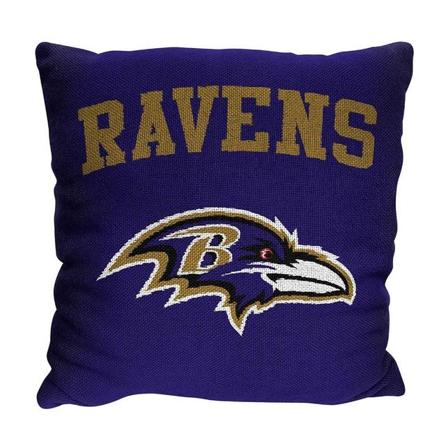 Northwest NFL Decorative Football Throw Pillow - Premium Poly-Spandex - 14" x 14" - Home Decor - Stylish & Comfortable Pillow (Baltimore Ravens - Purple)