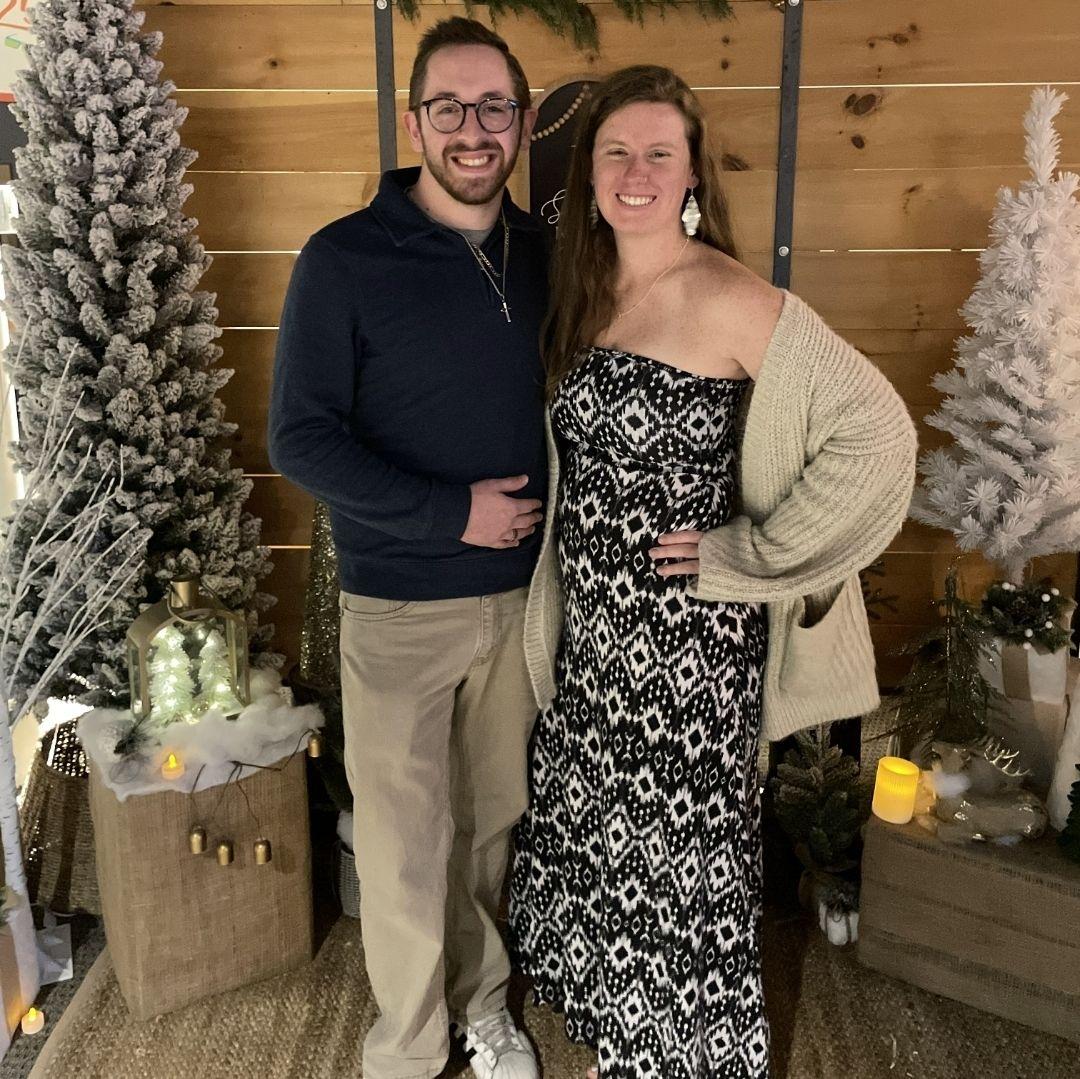 One of our first pictures together at our Christmas Eve church service