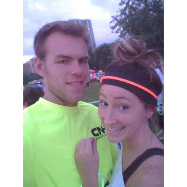 Track guy got his non-track girlfriend to do a Glo-Run in Milwaukee! Fall of 2014