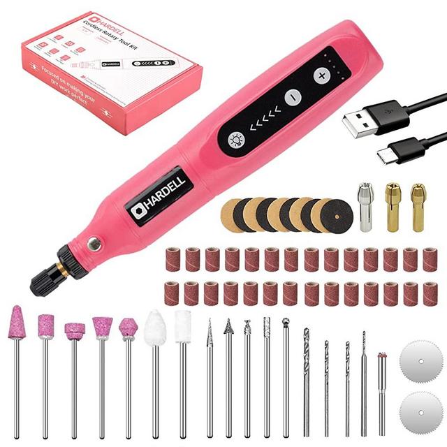 HARDELL Mini Cordless Rotary Tool, 5-Speed 3.7V rechargeable Rotary Tool Kit with 61 Accessories, USB Charging Multi-Purpose Power Tool for Sanding, Polishing, Drilling, Etching, Engraving, DIY Crafts