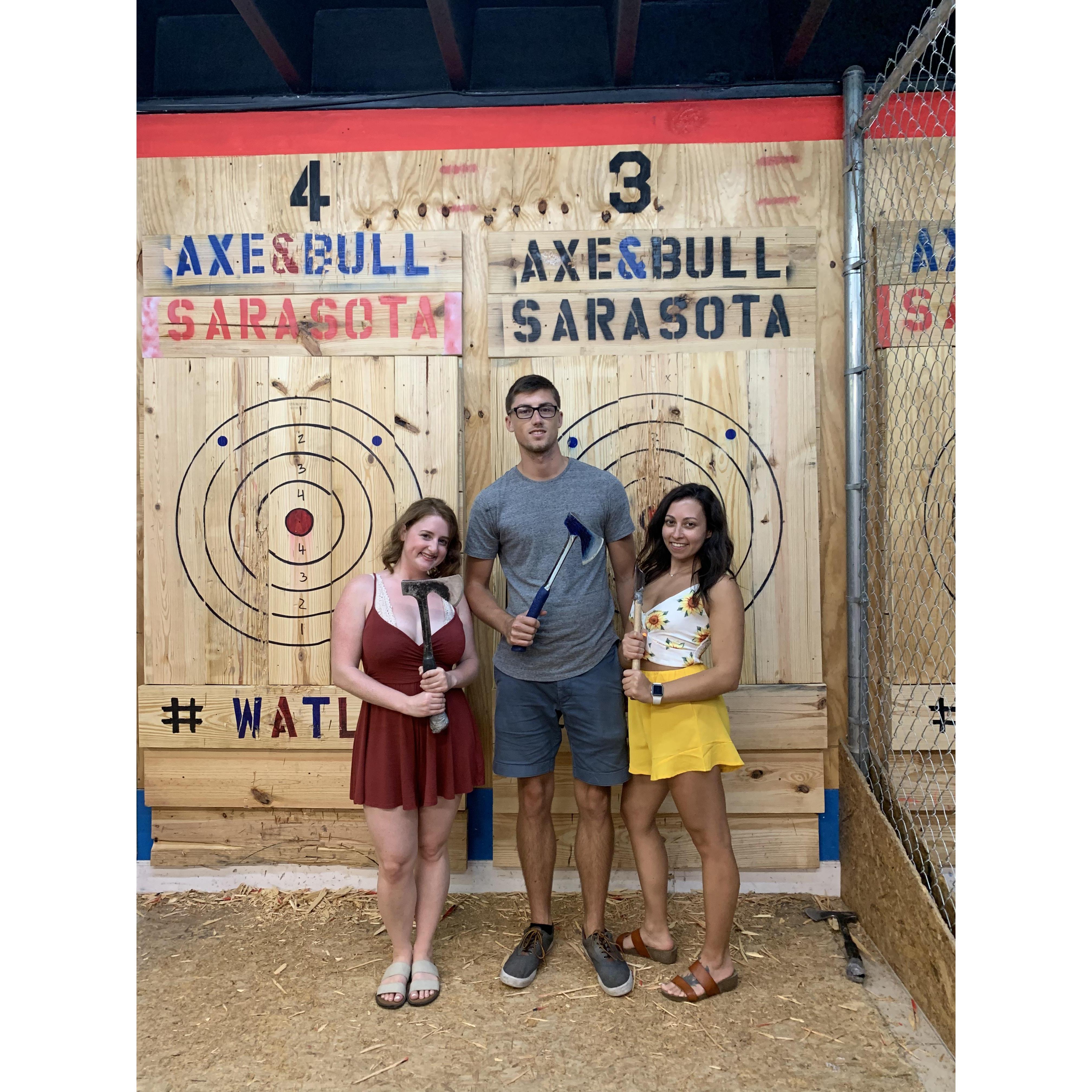 Axe throwing when Steph’s best friend, Haley, came to visit!