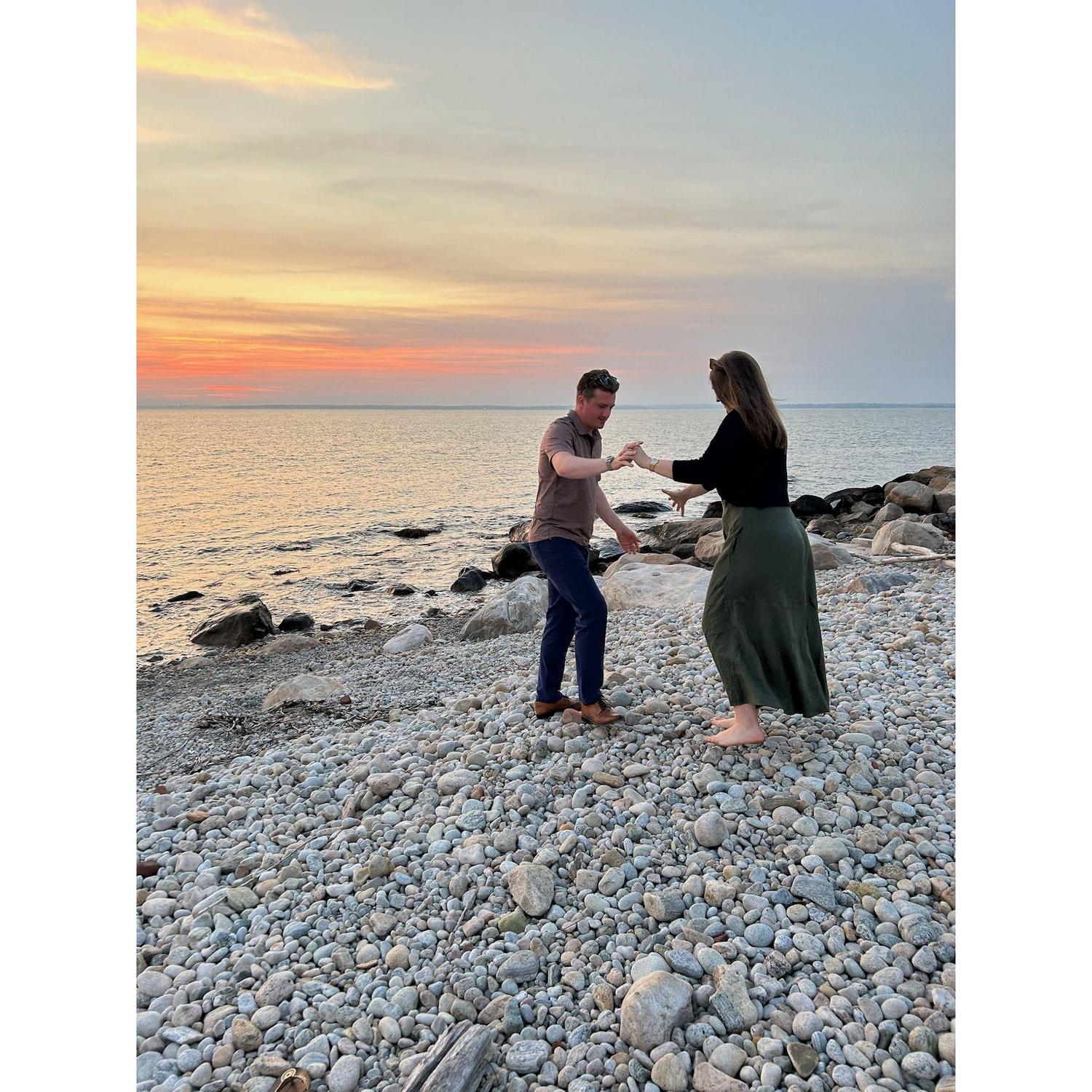 Practicing for engagement photos on Fishers