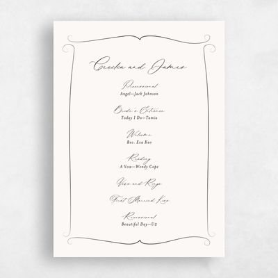 Beige Simple Wedding Program - Lucille