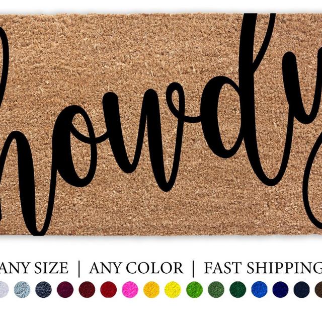 Howdy Doormat, Hello Texan Door Mat, Howdy Outdoor Welcome Mat Rug, Graduation Gift, Gig'em Tailgate, TAMU Aggie, Texas A&M University
