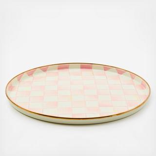 Rosy Check Stainless Steel Round Tray
