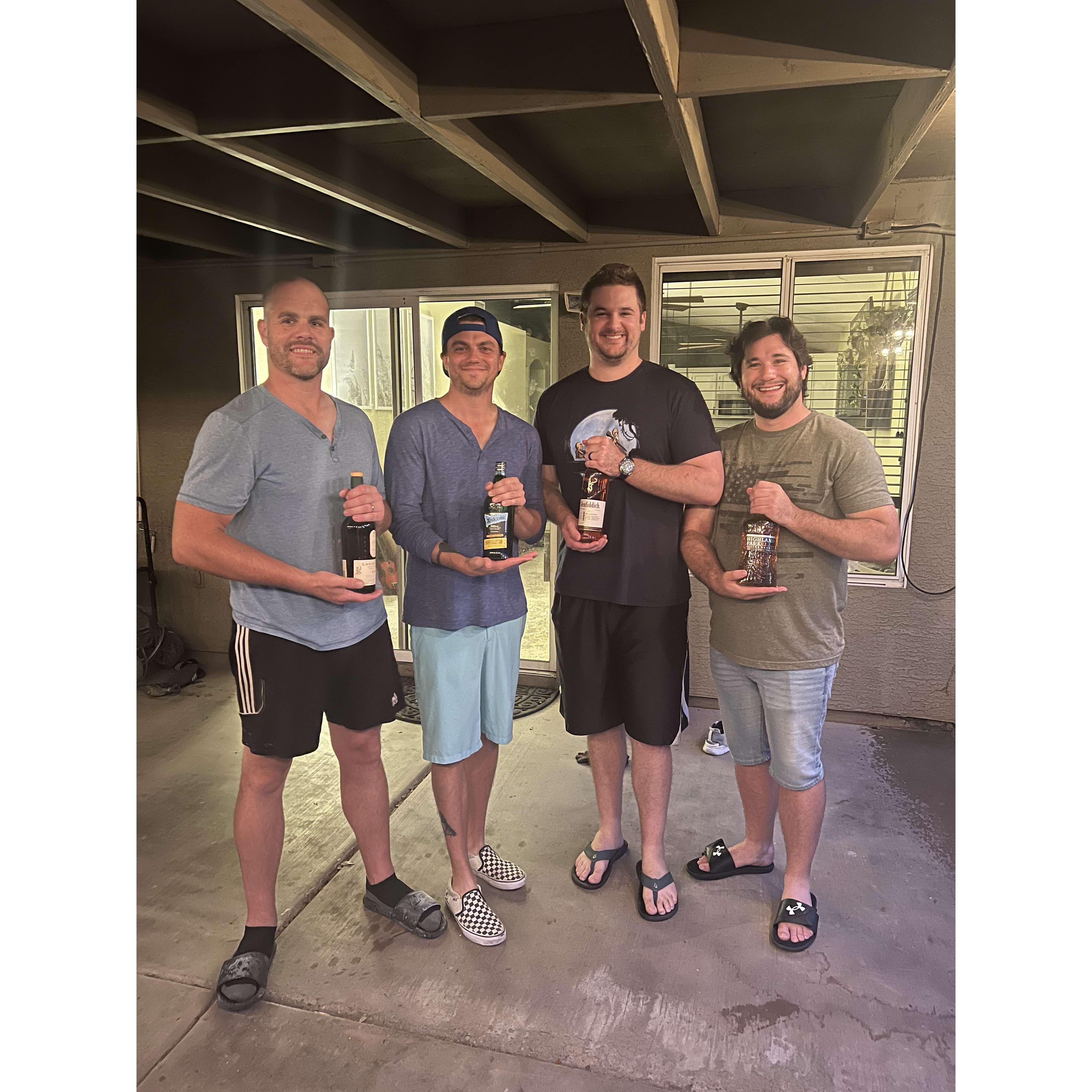17. Whiskey Cheers! Caleb asking his first 2 groomsmen and Best Man.