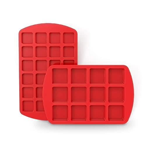 Silicone Brownie Pan with Dividers - Set of 2 - SILIVO Brownie Baking Pan, Non-Stick Silicone Molds for Brownie Bites, Keto Fat Bombs, Fudges, Chocolates and Candies - 12 x 24 Cavity