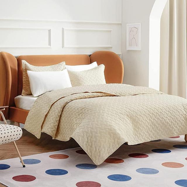 Bedsure King Quilt Bedding Set Beige - Lightweight King Size Quilt Set for Summer Bedspreads Coverlet with 2 Pillow Shams