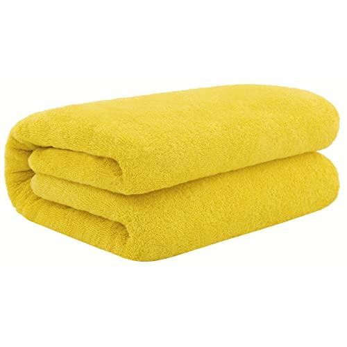 Cotton Paradise Luxury Hotel & Spa Quality, Absorbent & Soft Decorative Kitchen & Bathroom Turkish Towels (40" x 80" Bath Sheet, Lemon Yellow)
