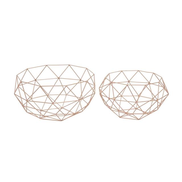 Ridge Road Décor 2-Piece Geometric Wire Basket Set in Gold