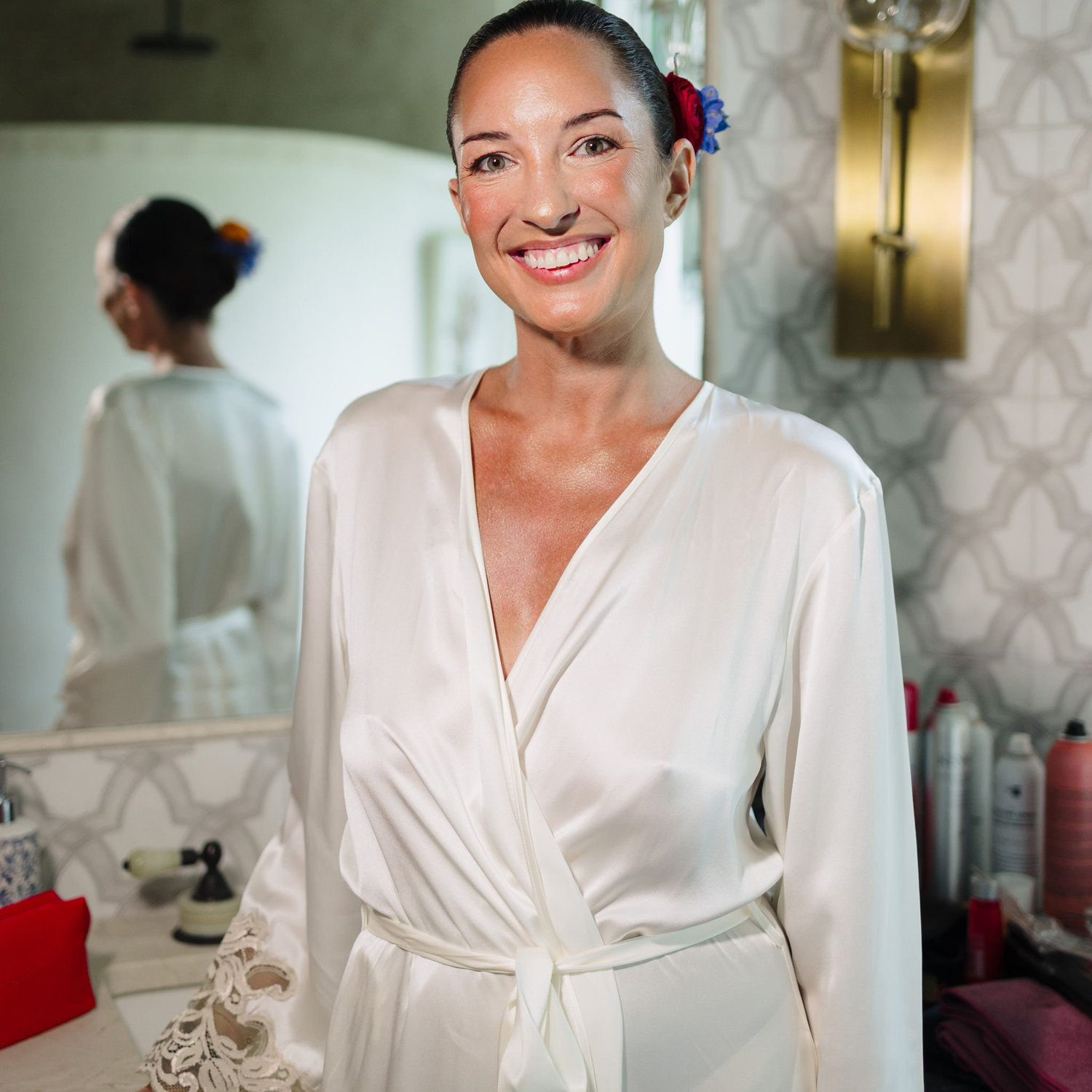 A heartfelt thank you to Fiona Rintoul for the beautiful wedding robe. Even though you couldn't be there in person, you were still part of our special day.
