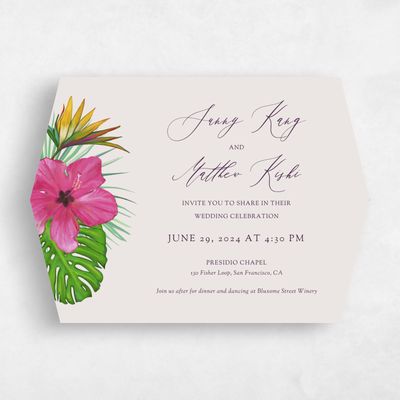Grey Diamond Wedding Invitation - Kaumana Landscape