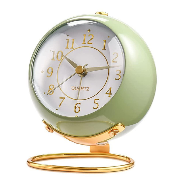 Tetino Analog Alarm Clocks,Retro Backlight Cute Simple Design Small Desk Clock with Night Light,Silent Non-Ticking,Battery Powered,for Kids,Bedroom ,Travel,Kitchen,Bedside Desktop.(Green)