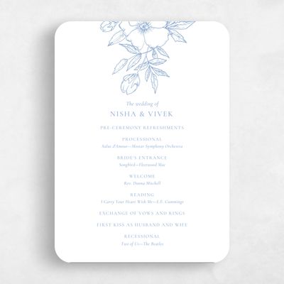 Blue Rounded Wedding Program - Cardinell Letterpress