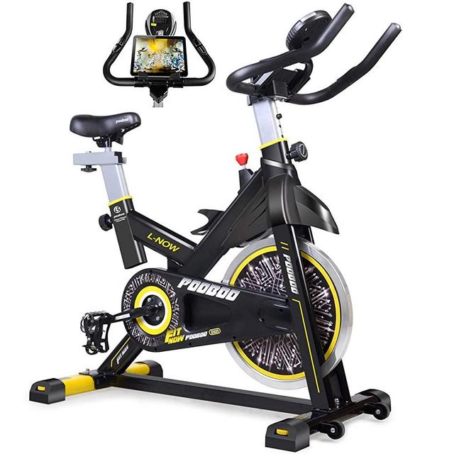 pooboo Indoor Cycling Bike, Belt Drive Indoor Exercise Bike,Stationary Bike LCD Display for Home Cardio Workout Bike Training