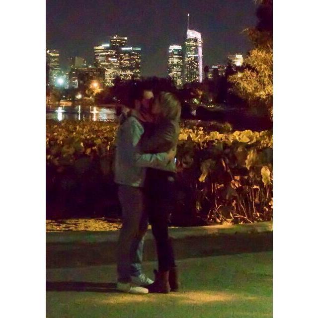 Saying YES at Echo Park with downtown LA in the background!