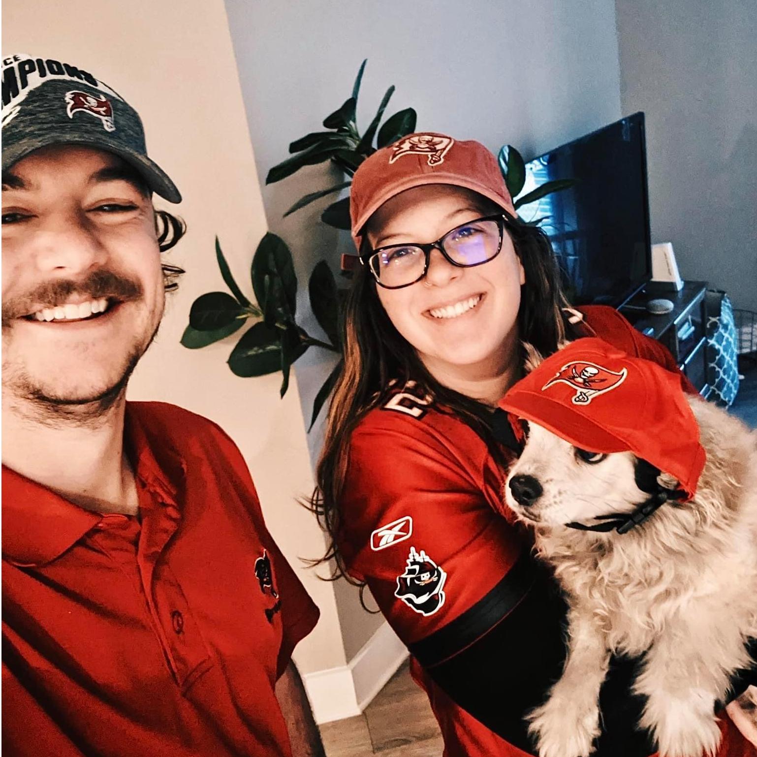 We weren't able to continue with our Super Bowl tradition, but at least Hector could get in on the action (big Bucs fan)