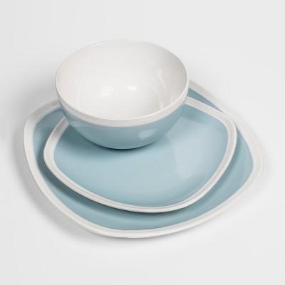 Soft Square Stoneware 12pc Dinnerware Set Aqua - Threshold™