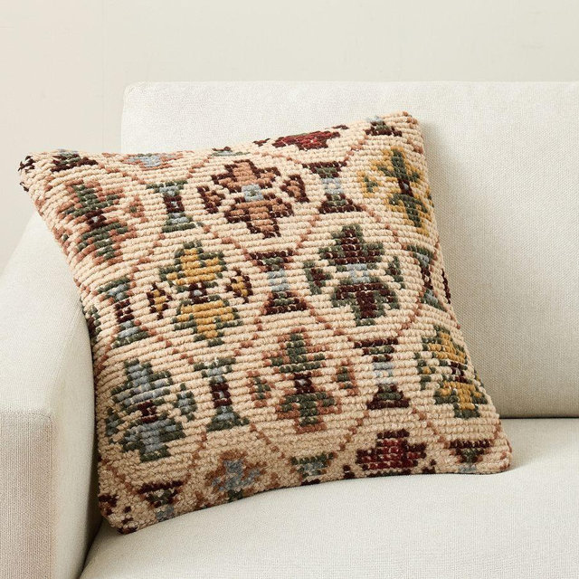 Sadie Hand Knotted Pillow Cover, 20", Ivory Multi
